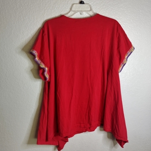 Calessa Embroidered V-Neck Short Sleeve Top sz 3X - Picture 7 of 8